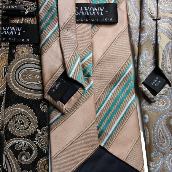TIE SALE 3 Saxony Ties Neckties Striped / Paisley / Silk / Vintage / EUC PRINTS - Picture 4 of 9